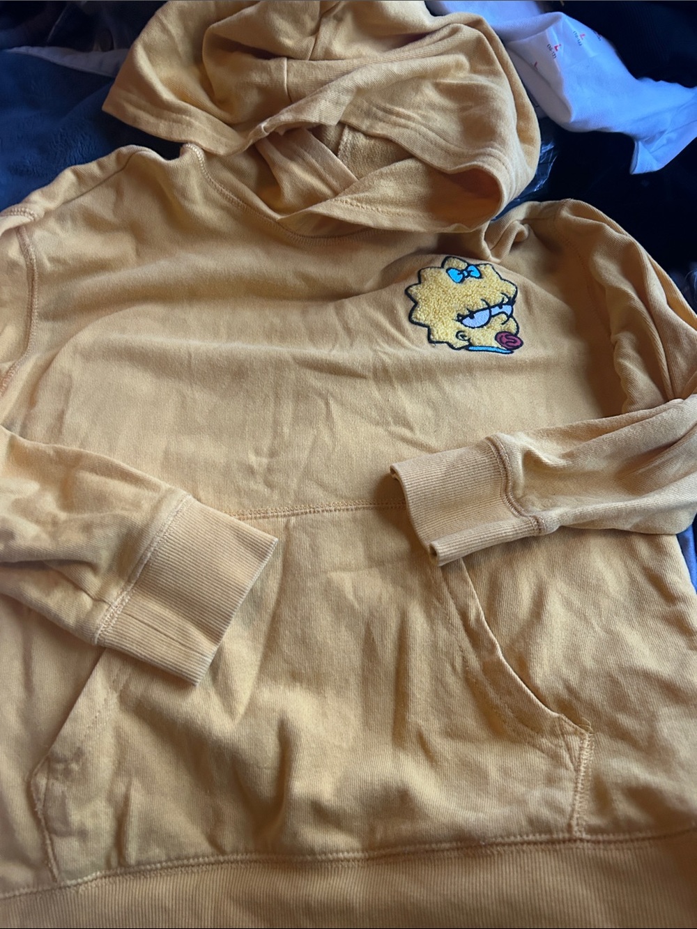 Old Navy Yellow Kids Hooded Sweatshirt with Embroidered Character